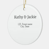Wit zwart koppel naam adres stad staat eenvoudig keramisch ornament (Links)