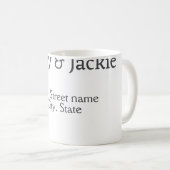 Wit zwart koppel naam adres stad staat eenvoudig koffiemok (Voorkant rechts)