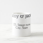Wit zwart koppel naam adres stad staat eenvoudig koffiemok (Center)