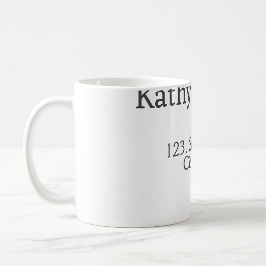 Wit zwart koppel naam adres stad staat eenvoudig koffiemok (Links)