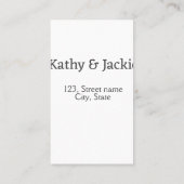 Wit zwart koppel naam adres stad staat eenvoudig visitekaartje (Achterkant)