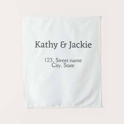 Wit zwart koppel naam adres stad staat eenvoudig wandkleed (Voorkant)