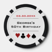 Wit Zwart Las Vegas Casino Poker Chip Verjaardag (Achterkant)