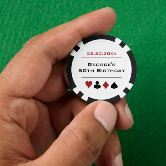 Wit Zwart Las Vegas Casino Poker Chip Verjaardag (Hand)