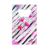 *~* Wit Zwart Lavendel Roze Poppy Patroon Creditkaart Flessenopener (Voorkant)