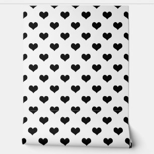 Wit Zwart Liefdeshartpatroonontwerp Behang