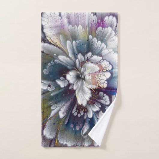 Wit, zwart, marineblauw acrylverf kleurig bad handdoek (Handdoek)