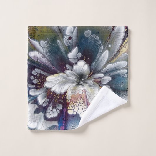 Wit, zwart, marineblauw acrylverf kleurig bad handdoek (Wasdoekje)