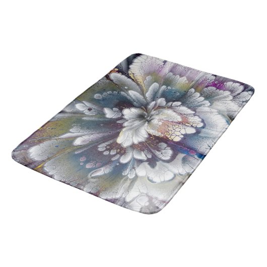 Wit, zwart, marineblauw acrylverf kleurig badmat (Gekanteld)