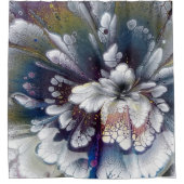 Wit, zwart, marineblauw acrylverf kleurig douchegordijn (Voorkant)