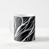 Wit Zwart Marmer: Abstract Koffiemok (Voorkant links)