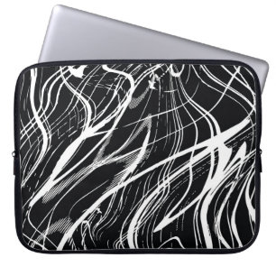 Wit Zwart Marmer: Abstract Laptop Sleeve