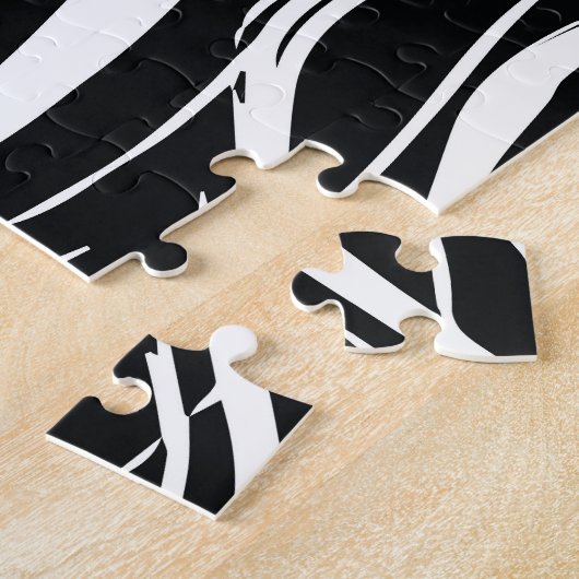 Wit Zwart Marmer: Abstract  Legpuzzel (Zijkant)