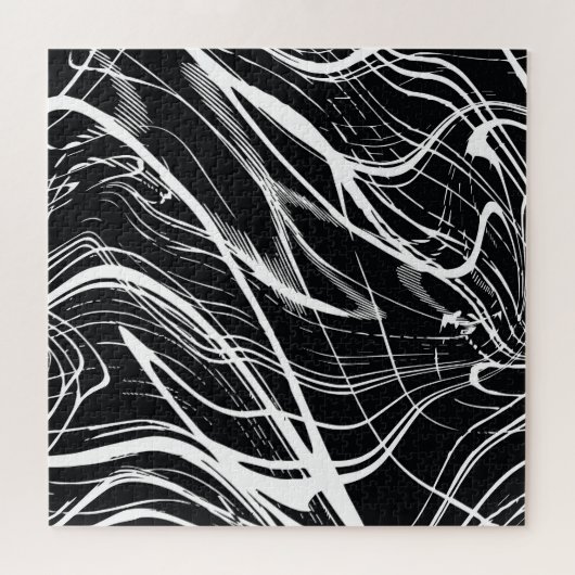 Wit Zwart Marmer: Abstract  Legpuzzel (Horizontaal)