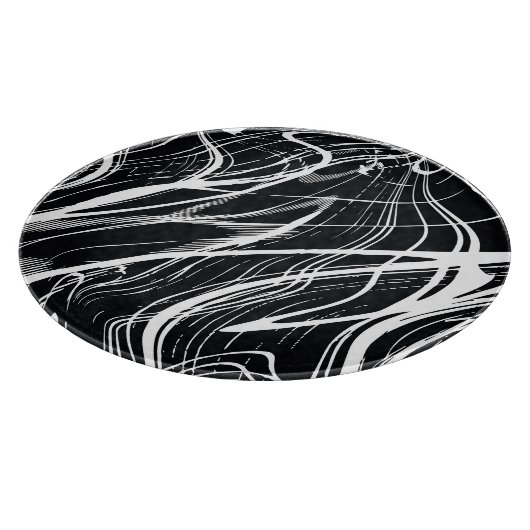 Wit Zwart Marmer: Abstract  Snijplank (Hoek)