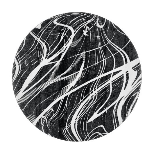 Wit Zwart Marmer: Abstract Snijplank (Voorkant)