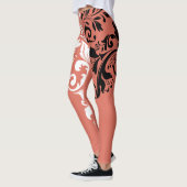Wit & Zwart Meisje Bloemen Swirls Leggings (Links)