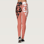 Wit & Zwart Meisje Bloemen Swirls Leggings (Achterkant)