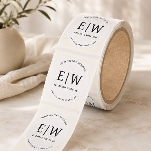 Wit Zwart Merk Bedrijfs Bedankt Ronde Sticker