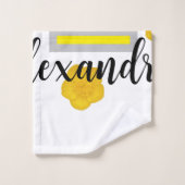 Wit & Zwart Met Gele Wilde Bloem Foto Bad Handdoek (Wasdoekje)