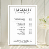 Wit & Zwart Minimaal Elegant, Salon Prijslijst Poster