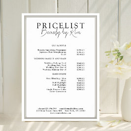 Wit & Zwart Minimaal Elegant, Salon Prijslijst Poster