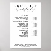 Wit & Zwart Minimaal Elegant, Salon Prijslijst Poster (Voorkant)