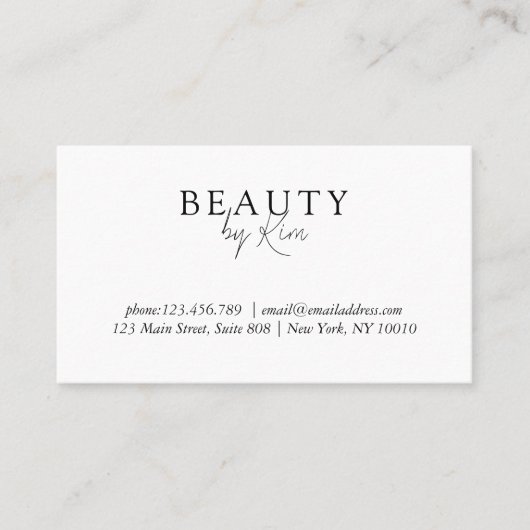 Wit & Zwart Minimaal Elegant, Salon QR Code Visitekaartje (Voorkant)