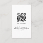 Wit & Zwart Minimaal Elegant, Salon QR Code Visitekaartje (Achterkant)