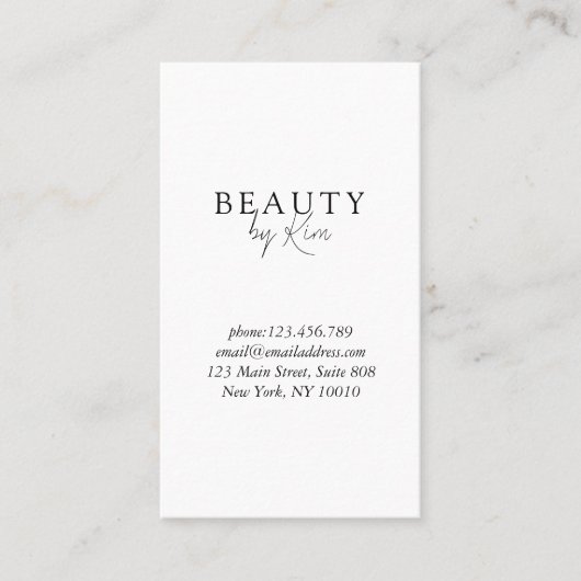 Wit & Zwart Minimaal Elegant, Salon QR Code Visitekaartje (Voorkant)