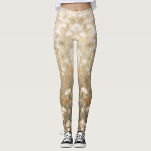 Wit Zwart Minimalistisch Bloemenveld Zelfzorg Leggings