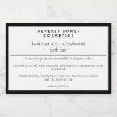 Wit & zwart minimalistisch waterdicht zeepdoosetik voedselcontainer etiket (Enkel label)