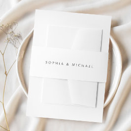 Wit zwart minimalistische bruiloft uitnodigingen wikkel