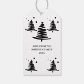 Wit zwart minimalistische kerstbomen cadeau Labels Cadeaulabel (Achterkant)