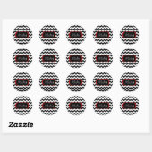 Wit & Zwart Modern Chevron Monogram Ronde Sticker (Vel)