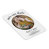 Wit & Zwart Modern Rond Foto Save the Date Magneet (Rechterzijde)
