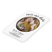 Wit & Zwart Modern Rond Foto Save the Date Magneet (Linkerzijde)
