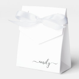 Wit Zwart Modern Script Monogram Naam Bedankdoosjes