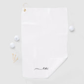 Wit Zwart Modern Script Monogram Naam Golfhanddoek (Insitu)