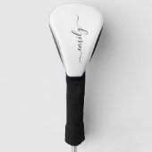 Wit Zwart Modern Script Monogram Naam Golfheadcover (Voorkant)