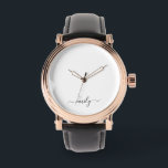 Wit Zwart Modern Script Monogram Naam Horloge<br><div class="desc">Zwart-wit Eenvoudig Script Monogram Naam. Dit maakt de perfecte lieve 16 verjaardags-, bruiloft-, vrijgezellenfeest-, jubileum-, baby shower- of vrijgezellenfeestcadeau voor iemand die van glamluxe en chique stijlen houdt.</div>