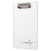 Wit Zwart Modern Script Monogram Naam Klembord (Links)