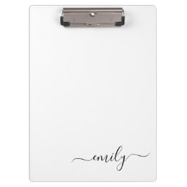Wit Zwart Modern Script Monogram Naam Klembord