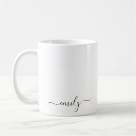 Wit Zwart Modern Script Monogram Naam Koffiemok