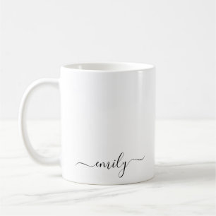 Wit Zwart Modern Script Monogram Naam Koffiemok