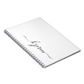 Wit Zwart Modern Script Monogram Naam Notitieboek (Rechterzijde)