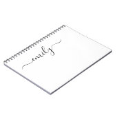 Wit Zwart Modern Script Monogram Naam Notitieboek (Linkerzijde)