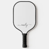 Wit Zwart Modern Script Monogram Naam Pickleball Paddle (Voorkant)