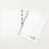 Wit Zwart Modern Script Monogram Naam Planner (Display)