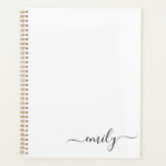 Wit Zwart Modern Script Monogram Naam Planner<br><div class="desc">Zwart-wit Eenvoudig Script Monogram Naam. Dit maakt de perfecte lieve 16 verjaardags-,  bruiloft-,  vrijgezellenfeest-,  jubileum-,  baby shower- of vrijgezellenfeestcadeau voor iemand die van glamluxe en chique stijlen houdt.</div>